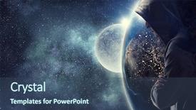  Presentation with silhouette of man worship - Beautiful slide deck featuring youth crime - silhouette of man in hoody backdrop and a ocean colored foreground