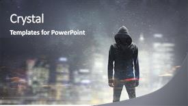  Presentation with youth crime - Beautiful PPT layouts featuring youth crime - silhouette of man in hoody backdrop and a gray colored foreground