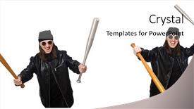  Presentation with hooligan - Amazing theme having youth crime - woman hooligan isolated backdrop and a white colored foreground