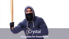  Presentation with hooligan - Slide deck consisting of youth crime - young man hooligan with baseball background and a tawny brown colored foreground