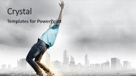  Presentation with columns ancient roman road city - Presentation theme enhanced with young teenage girl in sweater with horse in winter park background and a sky blue colored foreground