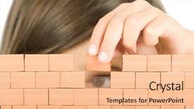  Presentation with youth development - Cool new presentation theme with youth development - little girl building a wall backdrop and a coral colored foreground