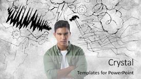  Presentation with doodle - Slides enhanced with youth doodle - digital composite of frustrated man background and a light gray colored foreground