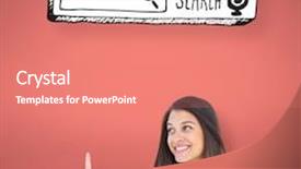  Presentation with pink - Beautiful PPT theme featuring youth doodle - happy casual woman pointing up backdrop and a  colored foreground