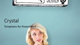  Presentation with wrong thinking - Cool new theme with youth doodle - pretty blonde thinking with hand backdrop and a  colored foreground