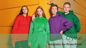  Presentation with bright yellow - Presentation theme having youth-fashion-bright-colours-portrait background and a ocean colored foreground