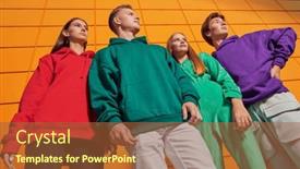  Presentation with youth - PPT theme consisting of youth-fashion-bright-colours-portrait background and a red colored foreground