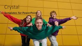  Presentation with youth - PPT theme consisting of youth-fashion-bright-colours-portrait background and a gold colored foreground