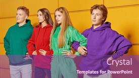  Presentation with youth - Presentation having youth-fashion-bright-colours-portrait background and a violet colored foreground
