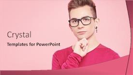  Presentation with education pink - PPT theme enhanced with youth-fashion-elegant-young-man background and a lemonade colored foreground