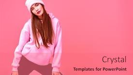  Presentation with teen girl - Slide deck having youth-fashion-modern-teen-girl background and a coral colored foreground