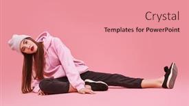  Presentation with youth - Beautiful slide set featuring youth-fashion-modern-teen-girl backdrop and a coral colored foreground