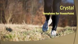  Presentation with meadow - PPT theme featuring youth fitness - jogging outdoors in a meadow background and a tawny brown colored foreground