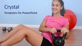  Presentation with teen girl - PPT layouts having youth fitness - teen girl working out while background and a light blue colored foreground