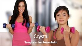  Presentation with gym - Slides with youth fitness - woman working out while background and a  colored foreground