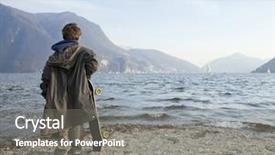  Presentation with lake - Slide set consisting of success thought bubble stick people background and a  colored foreground.