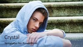  Presentation with illustration of cool water wave - Beautiful PPT layouts featuring youth future - cool-looking young man in front backdrop and a  colored foreground