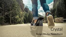  Presentation with sunlight - Amazing presentation theme having youth future - woman on her kick scooter backdrop and a coral colored foreground