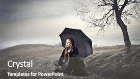  Presentation with under umbrella - Amazing presentation design having youth future - young woman sitting backdrop and a gray colored foreground