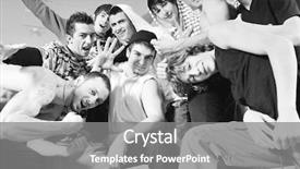  Presentation with happy birthday for adult boys - PPT theme featuring youth gang - group of young happy boys background and a  colored foreground