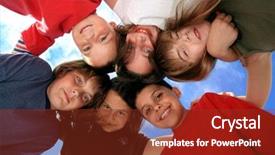  Presentation with happy kids - Audience pleasing slides consisting of youth gang - happy kids looking backdrop and a tawny brown colored foreground