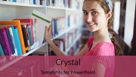  Presentation with book of love - Theme having youth information - portrait of schoolgirl selecting book background and a violet colored foreground