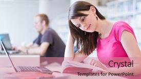  Presentation with law school - Cool new presentation with youth law - library - pretty female backdrop and a coral colored foreground