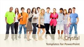  Presentation with youth leadership - Colorful PPT layouts enhanced with youth leadership - casual group of excited friends backdrop and a cream colored foreground