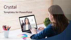  Presentation with youth leadership - Colorful slide set enhanced with youth leadership - digital composite of businesswoman video backdrop and a lemonade colored foreground