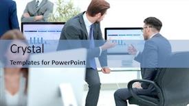  Presentation with partners - Beautiful PPT layouts featuring youth leadership - group of business partners interacting backdrop and a light blue colored foreground