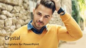  Presentation with old man - Cool new presentation theme with youth leadership - handsome man near old building backdrop and a yellow colored foreground