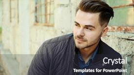  Presentation with youth leadership - Beautiful PPT theme featuring youth leadership - handsome man on grunge building backdrop and a dark gray colored foreground