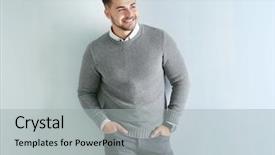  Presentation with youth leadership - Beautiful PPT theme featuring youth leadership - handsome man on wall background backdrop and a light gray colored foreground