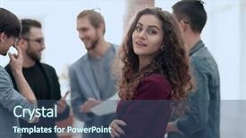  Presentation with employees - Amazing presentation theme having youth leadership - young business woman backdrop and a ocean colored foreground