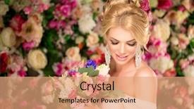  Presentation with beautiful spring flowers - Slides with youth magazine - beautiful fashion model sensual bride background and a coral colored foreground