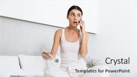  Presentation with mobile home - Presentation design featuring youth magazine - beautiful young woman relaxing background and a  colored foreground