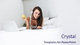  Presentation with sensuality woman black angel relaxing - Presentation theme featuring youth magazine - beautiful young woman relaxing background and a sky blue colored foreground