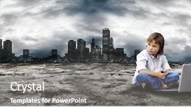  Presentation with carabao in rice field fliwing - Amazing slide deck having youth marketing - young boy watch backdrop and a gray colored foreground