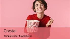  Presentation with red movie - Slide deck having youth movie - portrait of a beautiful young background and a coral colored foreground