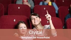  Presentation with cinema - Slide deck consisting of youth movie - smiling girl with mother background and a coral colored foreground