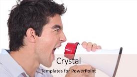  Presentation with youth - PPT layouts having youth politics - man screaming into a megaphone background and a coral colored foreground