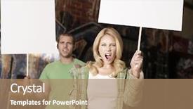  Presentation with politics - Theme enhanced with youth politics - portrait of a young woman background and a coral colored foreground