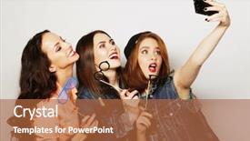  Presentation with party flyer - Colorful presentation theme enhanced with youth readiness - funny girls ready for party backdrop and a red colored foreground