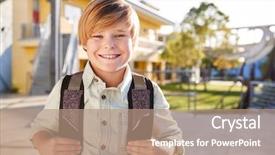  Presentation with elementary school - Slide deck with youth readiness - portrait of smiling elementary school background and a  colored foreground