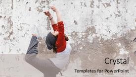  Presentation with hip hop dancing - Cool new PPT layouts with youth red cross - fitness sport girl in fashion backdrop and a light gray colored foreground