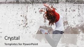  Presentation with hip hop dancing - PPT theme with youth red cross - fitness sport girl in fashion background and a white colored foreground