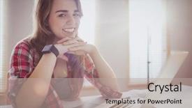 Presentation with smiling kids at summer camp - Audience pleasing slide deck consisting of youth red cross - smiling hipster businesswoman looking backdrop and a light gray colored foreground