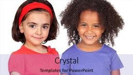  Presentation with white - Colorful slides enhanced with youth red cross - two pretty girls isolated backdrop and a light blue colored foreground