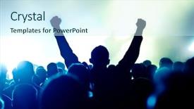  Presentation with concert - Colorful slide set enhanced with youth silhouette - cheering crowd at concert backdrop and a cool aqua colored foreground