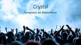  Presentation with concert - Presentation theme enhanced with youth silhouette - concert crowd at rock concert background and a sky blue colored foreground